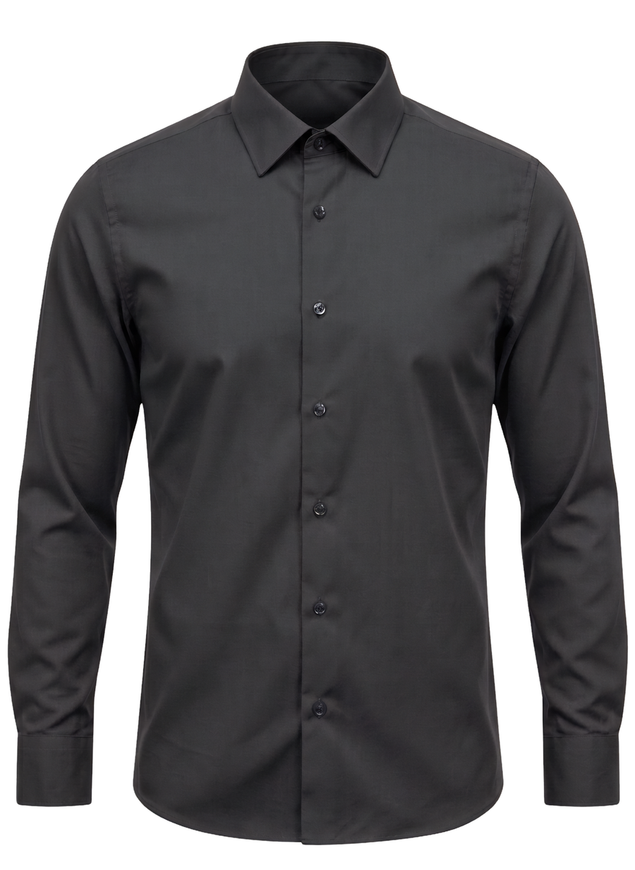 Plain Shirt | 100% Cotton Regular Fit - Charcoal Grey