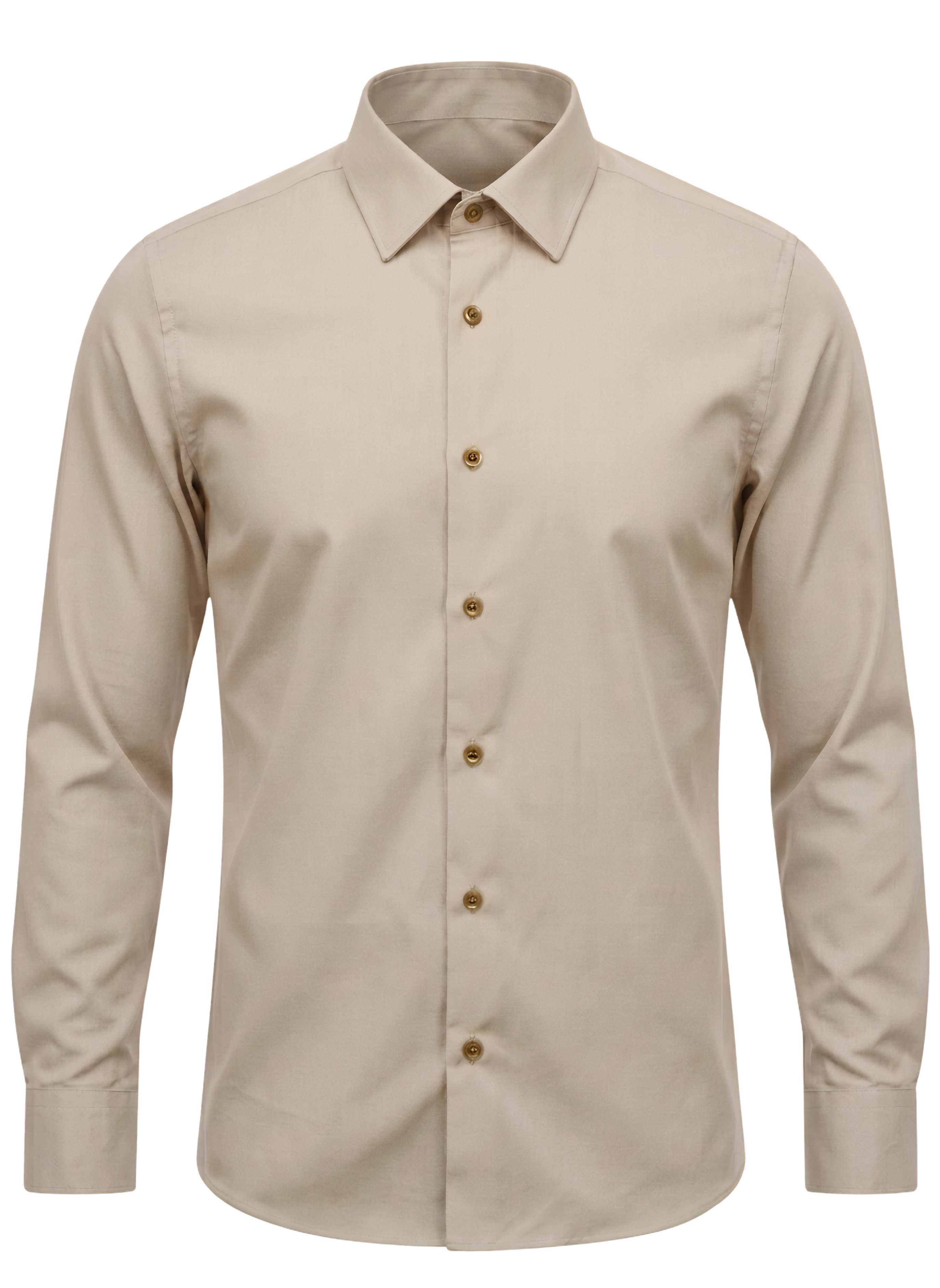Plain Shirt | 100% Cotton Regular Fit - Beige