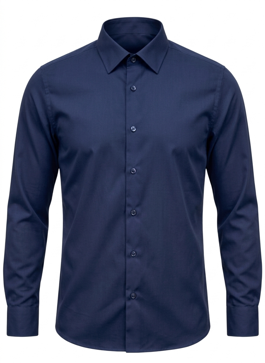 Plain Shirt | 100% Cotton Regular Fit - Navy Blue