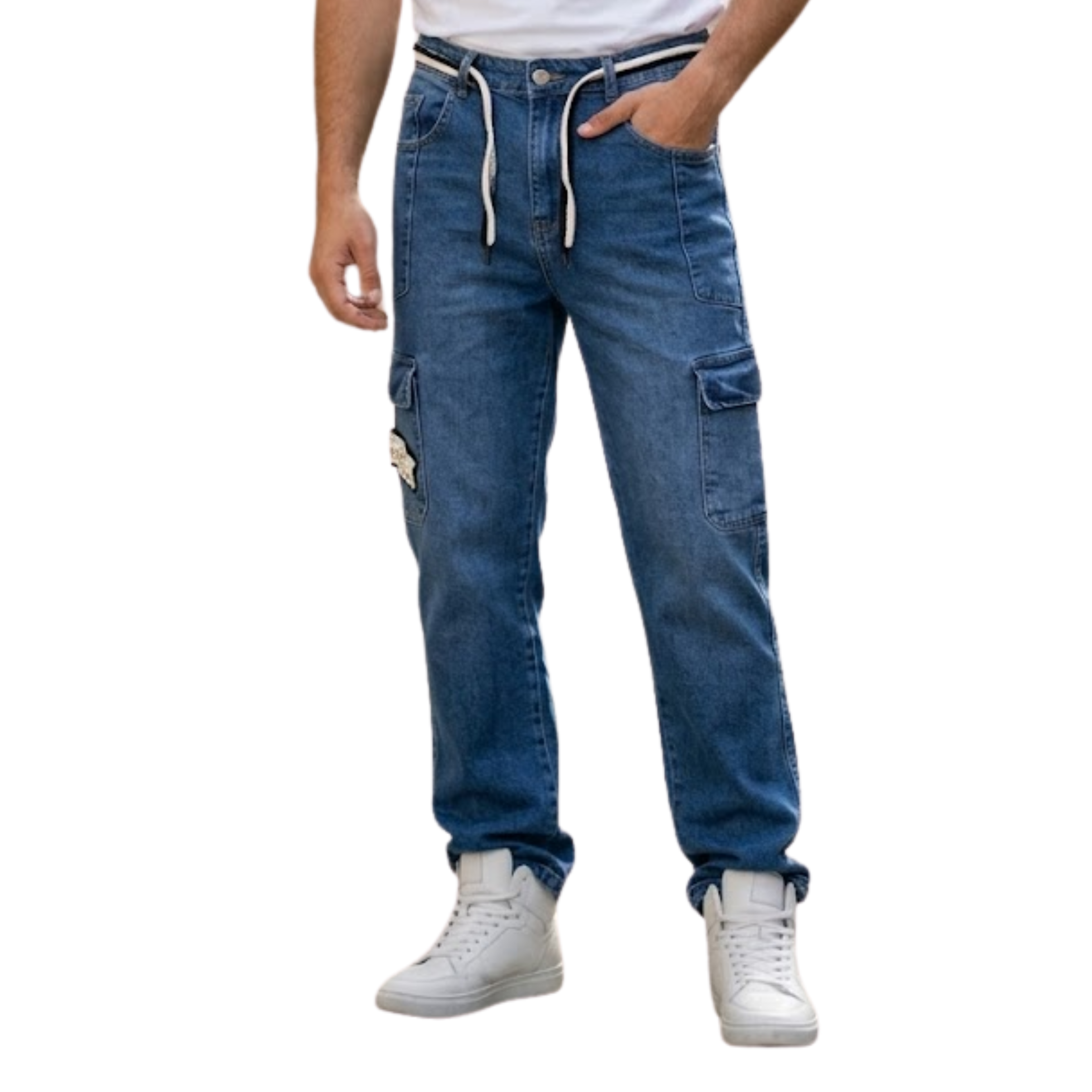 Beige Jeans - Dark Sky Blue