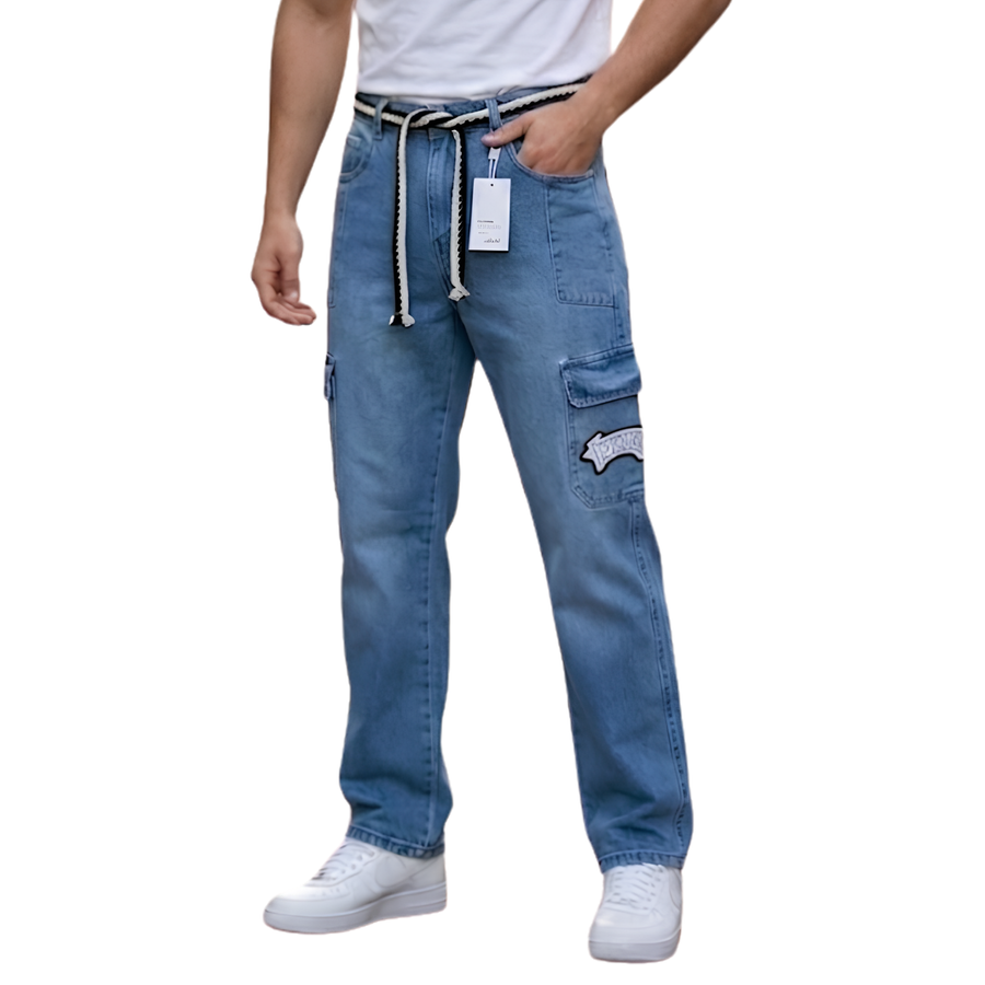 Beige Jeans - Sky Blue
