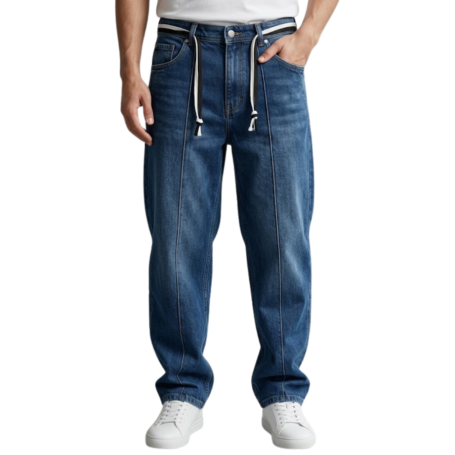 Baggy Jeans Pintuck - Blue