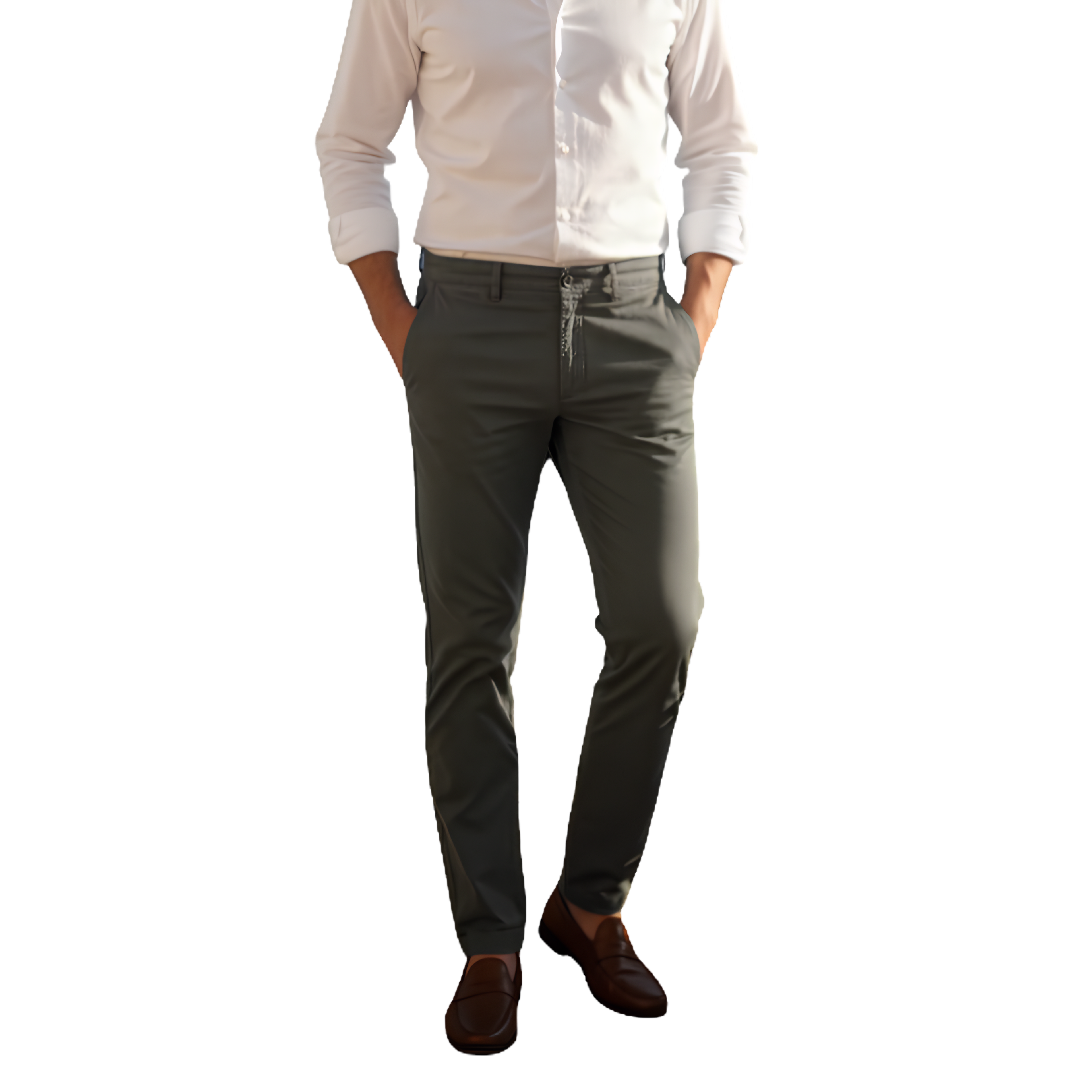 Cotton Jeans Pants - Olive Green