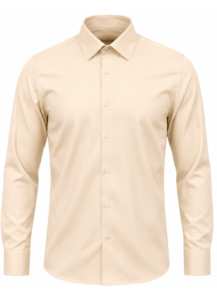 Plain Shirt | 100% Cotton Regular Fit - Cream